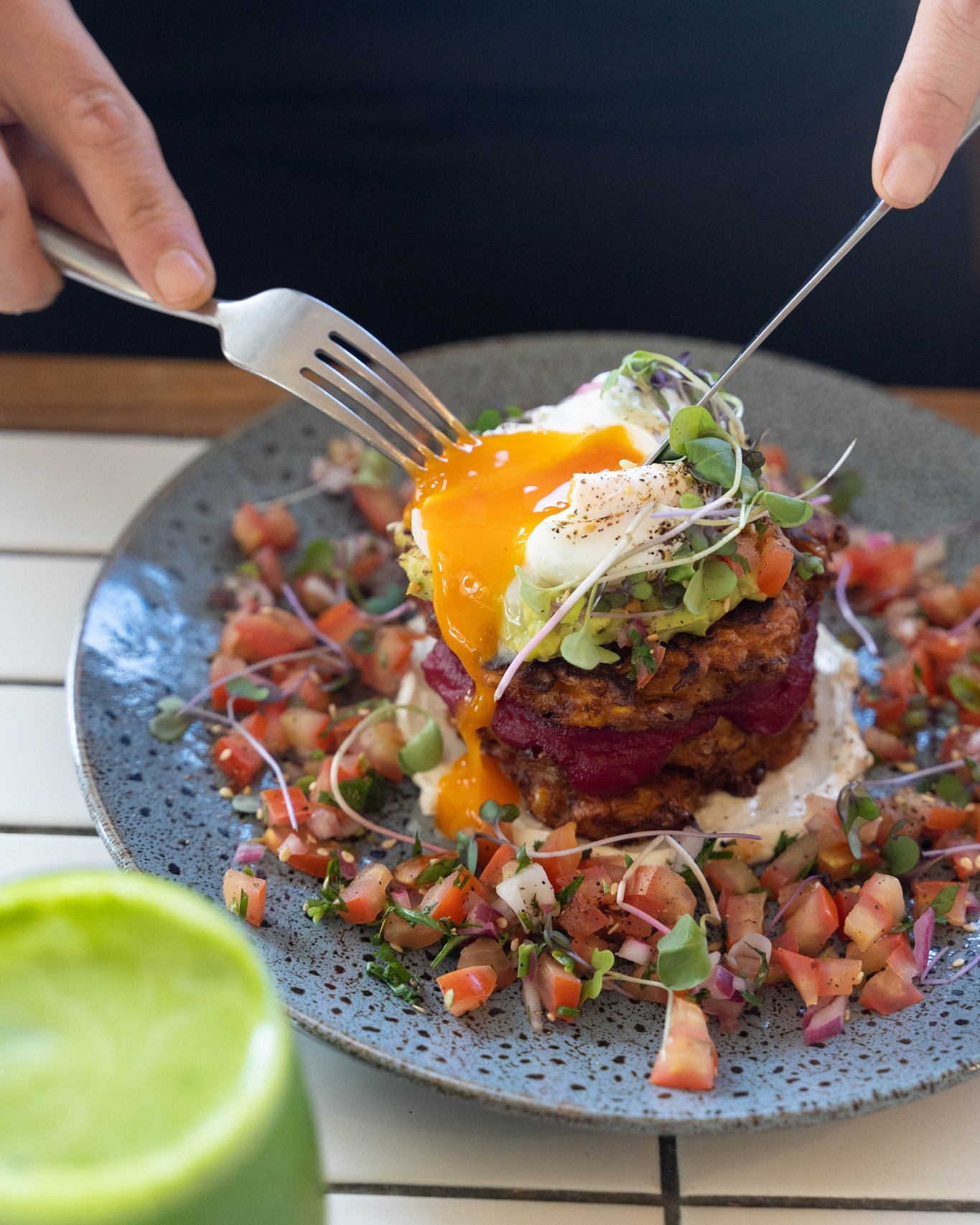 Egg cravings: satisfied. Order the Corn and pumpkin fritters today! #thefoodstorecafe 